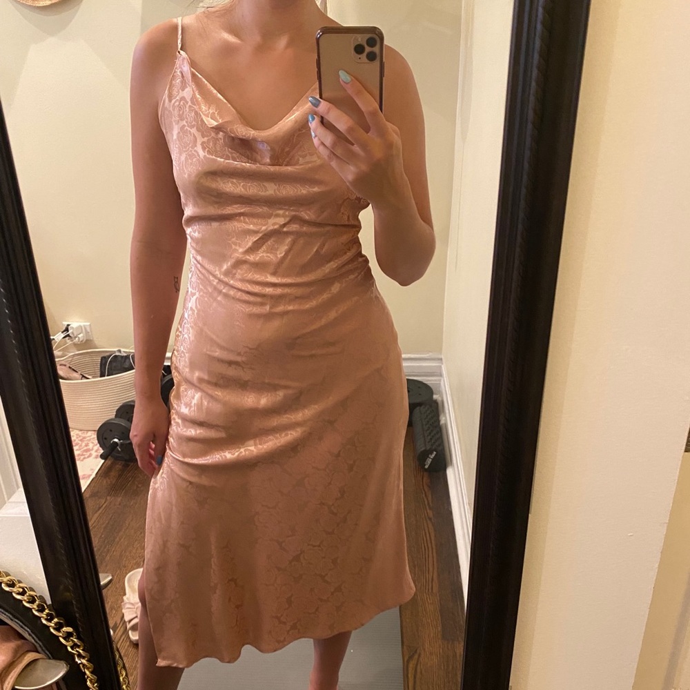 Midi jacquard print satin dress